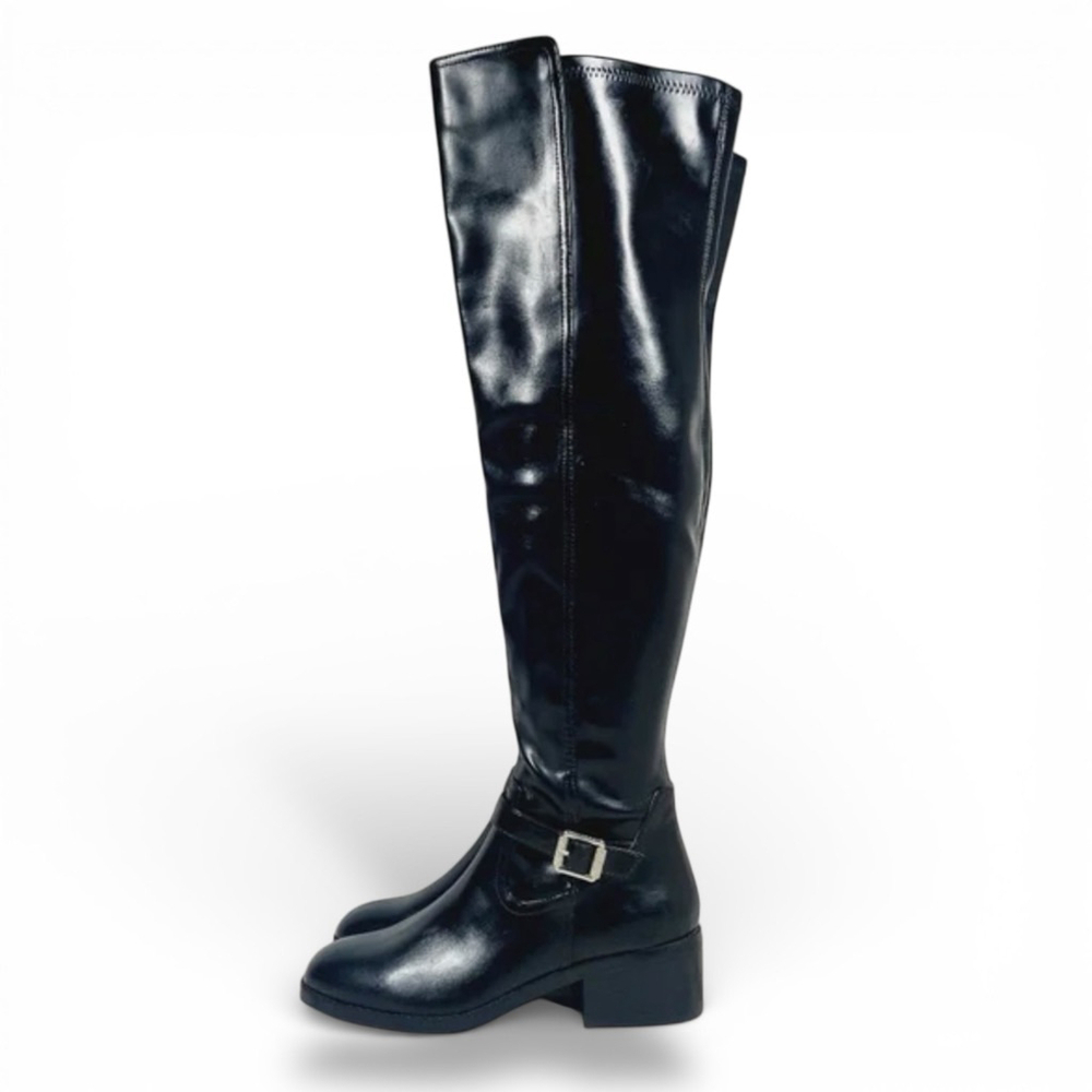 Black Over The Knee Boots Low Block Heel Buckle Riding Boots Size 5 DV Dolce Vit - Picture 17 of 17